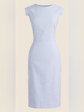 NWT J. Crew Resume Dress in Stretch Linen Blend. Light Blue  Sheath Dress, S 4